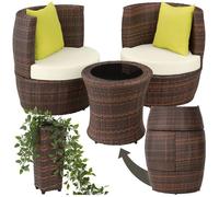 Salon de jardin - TECTAKE - Ensemble détente d'extérieur NICE 2 personnes en résine avec 2 fauteuils et table encastrables - Marron