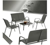 Salon de jardin - TECTAKE - Ensemble détente d'extérieur NORA pour 4 personnes avec tissu déperlant et table - Gris Anthracite