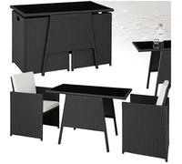 Salon de jardin - TECTAKE - Ensemble détente repas d'extérieur LAUSANNE 2 personnes pliable et encastrable en résine tressée - Noir