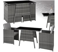 Salon de jardin - TECTAKE - Ensemble détente repas d'extérieur LAUSANNE 2 personnes pliable et encastrable en résine tressée - Gris