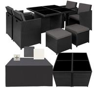Salon de jardin MANHATTAN 8 places avec 2 sets de housses + housse de protection, variante 2 - noir