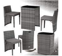 Salon de jardin - TECTAKE - Ensemble d'extérieur balcon HAMBOURG 2 personnes avec cadre en aluminium encastrable - Gris