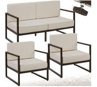 Salon de jardin COMOSA pour 4 personnes - marron/beige