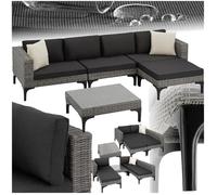 Salon en rotin avec cadre en aluminium Konstanza - gris