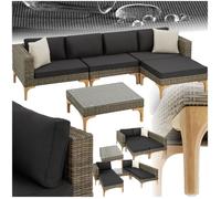 Salon en rotin avec cadre en aluminium Konstanza - marron naturel