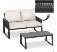 Salon de jardin - TECTAKE - Salon de jardin CAPTIVE en aluminium, avec coussins épais, design moderne - Gris anthracite