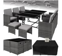 Salon de jardin MALAGA 10 places avec housse de protection - gris