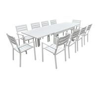 Happy Garden - Salon de jardin VENEZIA extensible 132/264 en aluminium blanc 10 places