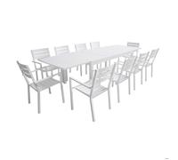 Salon de jardin VENEZIA extensible 180/300 en aluminium 10 places - blanc