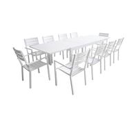Salon de jardin VENEZIA extensible 180/300 en aluminium 10 places - blanc