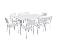 Salon de jardin VENEZIA extensible 90/180 en aluminium blanc - 8 places