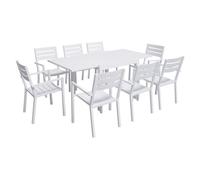 Salon de jardin venezia table 90 180cm en aluminium blanc
