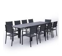 Happy Garden - Salon de jardin VENEZIA extensible 10 places textilène gris aluminium anthracite