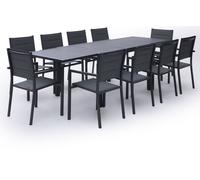 Happy Garden - Salon de jardin VENEZIA extensible 10 places textilène gris aluminium anthracite