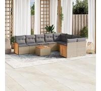 Salon de jardin VIDAXL 10 pcs beige résine tressée
