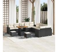 vidaXL Ensemble canapé de jardin 13 pcs noir poly rotin