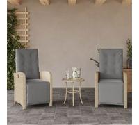 vidaXL Ensemble Bistro 3 pièces avec coussins – Poly rotin mélange beige