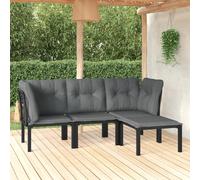 Salon de jardin vidaXL 4 pcs - Noir et gris résine tressée