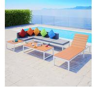 vidaXL Ensemble de salon de jardin 5 pièces avec coussins Aluminium et WPC