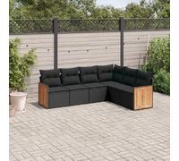 vidaXL Ensemble de salon de jardin 6 pièces avec coussins noir poly rotin