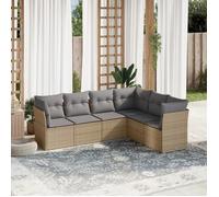 vidaXL Salon de jardin 6 pièces modulable en résine tressée beige – coussins amovibles