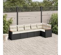 vidaXL Ensemble de salon de jardin 6 pièces avec coussins noir poly rotin