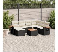 vidaXL Ensemble de jardin canapé 8 pièces résine tressée poly rotin coussins noirs housse amovible