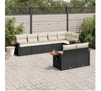 vidaXL Ensemble de jardin canapé 8 pièces poly rotin avec coussins noirs