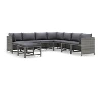vidaXL 9-plg. Set de salon de jardin avec baisers Poly Rattan Grau