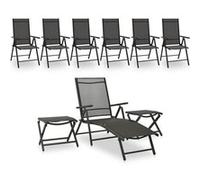 vidaXL Ensemble de salon de jardin 9 pièces aluminium 7 personnes Noir et anthracite