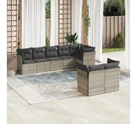 Salon de jardin vidaXL avec coussins gris clair résine tressée