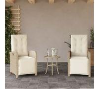 vidaXL Ensemble bistro 3 pièces en poly rattan avec coussins Beige