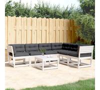 Salon de jardin vidaXL - Blanc bois massif