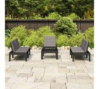 vidaXL Ensemble salon de jardin 4 pièces plastique gris avec coussins
