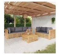 Salon de jardin VIDAXL bois massif gris 6 pieces x 69.5 x 60 5 personnes bois G
