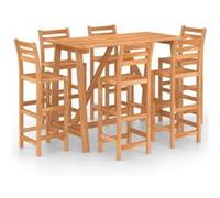 Salon de jardin Vidaxl bois massif marron 7 pieces 140.0 x 70 x 104 6 personnes G