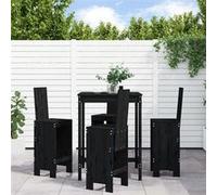 vidaXL Ensemble bar de jardin 5 pièces noir pin massif