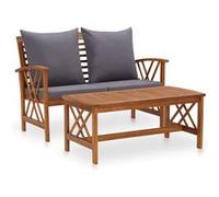 vidaXL Ensemble salon de jardin 2 pièces avec coussins en bois massif d'acacia