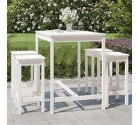 vidaXL Ensemble de bar de jardin 5 pièces en pin massif blanc