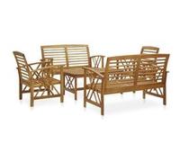 Salon de jardin Vidaxl marron 6 personnes bois massif x 50.0 x 43.0 cm 5 pieces Marron G