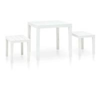 vidaXL Table de jardin avec 2 bancs plastique blanc