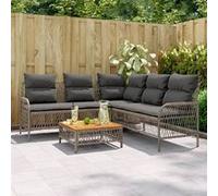 vidaXL Ensemble de salon de jardin 2 pièces en Poly Rattan gris avec coussins