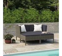 Salon de jardin Vidaxl resine tressee gris 4 pieces x 69 x 69 4 personnes Gris G