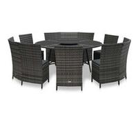 vidaXL Ensemble de jardin 7 pièces avec coussins Poly Rattan Gris