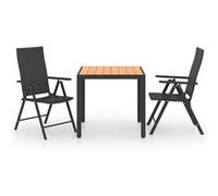 vidaXL Ensemble de jardin 3 pièces en résine tressée 3 personnes Noir et Brun 79.0 x 79 x 74