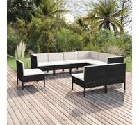 Salon de jardin Vidaxl resine tressee noir 9 pieces x 57 x 69 8 personnes noir G
