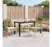 Salon de jardin vidaxl rotin 5 pieces noir 160 x 80 x 74 cm Beige
