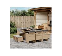 vidaXL Salon de jardin 11 pièces avec coussins Mélange beige Poly rotin