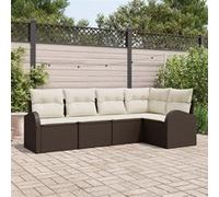 Ensemble de canapés vidaXL avec coussins, 5 pièces, polyester marron