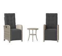 vidaXL Ensemble bistro 3 pièces en poly rotin avec coussins gris clair